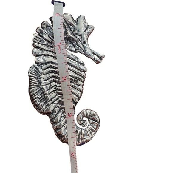 .999 Sterling Silver Large Seahorse Nautical Sea Life Statement Charm Pendant - Picture 5 of 6